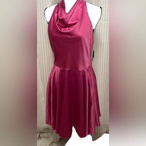 “City Studios” SZ: (L) Party Pink Dress Lace-Up back, Hook 2 Neck, Flamingo Pink